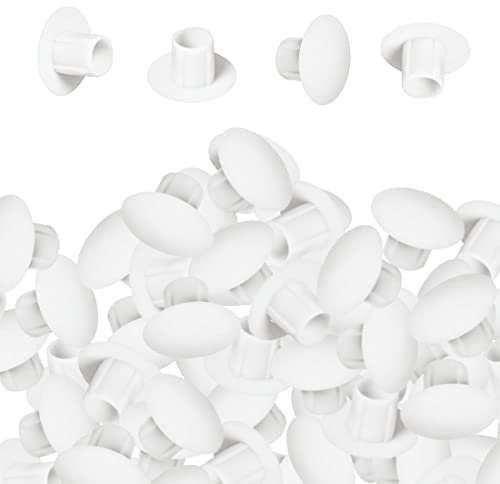 FeJu Abdeckkappen 5mm | 50 Stück in Weiß | Bohrloch Abdeckung & Schraubenabdeckung | Möbel Abdeckstopfen zum Verstecken von Löchern in Schränken, Küchen & Regalen