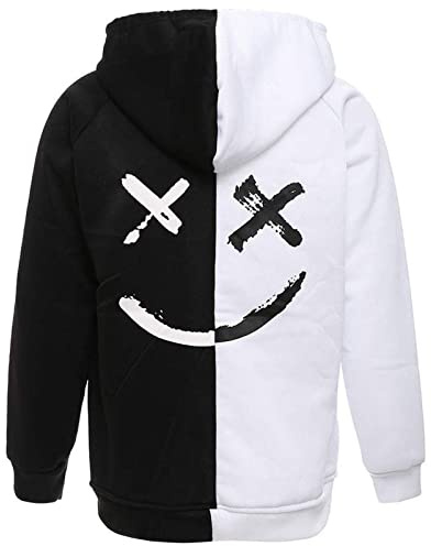 Covisoty Felpa Uomo con Cappuccio Techwear Colori a Contrasto Stampa Hip Hop Sweatshirt Pullover Tops