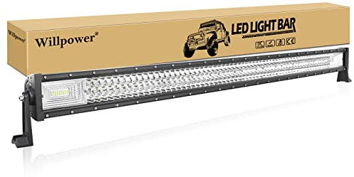 Willpower Barra LED Coche 50 Pulgadas 127cm 675W 12V 24V IP67 Impermeable Largo Alcance para 4x4 Tractor Camión Barco Offroad - Faro Trabajo 6000k