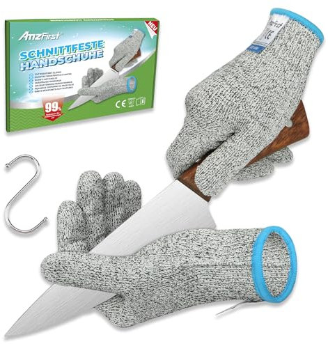 AmzFirst 2 Paar Schnittsichere Handschuhe,Küchen Handschuhe Lebensmittelkontaktqualität,Level 5 Schnittschutz,Arbeitshandschuhe,Gartenhandschuhe,Schnitzhandschuh für Holzschnitzen,Größe : 9/L