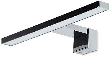 Kwazar Luminaire LED Spiegelleuchte 3in1 Badezimmer 5W 450LM 30cm Neutralweiß 4000K IP44 230V Wandleuchte Spiegellampe, Badezimmerschrank Spiegelleuchten Elena Silber