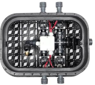 Wacredo Bewässerungsverteiler Ventilbox (Kugelhahn, 4 Stationen) | inkl. Anschlussmaterial | Verschraubungselemente | Magnetventile | Messing Druckluftanschluss mit Kugelhahn