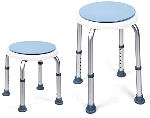 RELAX4LIFE 360° Rotating Shower Stool, 6-Level Height Adjustable Bath Seat with Non-Slip Feet, Rotating Bathroom Chair for Elderly Disabled Adults