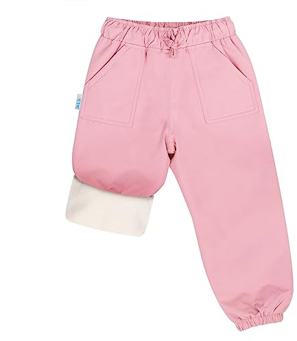 JAN & JUL Kid Girls Waterproof Ski Pants (Fleece-Lined: Dusty Pink, 10 Years)