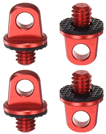 PATIKIL 1/4 tum kamera nackrem skruvhållare, 4-pack snabbinstallerade kamerabitar med gummitvätt för handled axelrem slinga, röd