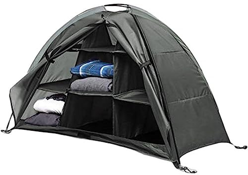 VIOLK Camping Organizer, Tent & RV Camping Shoes Storage with Zippered Flap, 9-Shelf Storage, Tent Organizer Multi Tool Clothes Container for RV Tent Hiking Dining