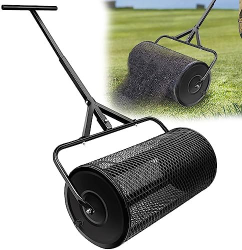Oiyekntd Kompostverteiler Torf Moos -Spreizer, 24 -Zoll -Metallnetzgülle -Spreizer mit einstellbarem T -förmigen Griff zum Pflanzen und Säen, Dünger -Spreizer für Rasenflächen und Garten,Black