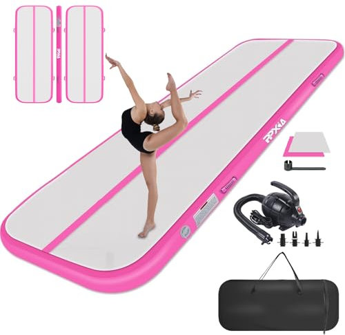 PPXIA Gymnastikmatte Air Matte Track 3M 4M 5M 6M 10/20CM Höhe, Turnmatte Tumbling Matten mit Komplettes Zubehör, Aufblasbar Gymnastik Matten für zuhause Outdoor Yoga