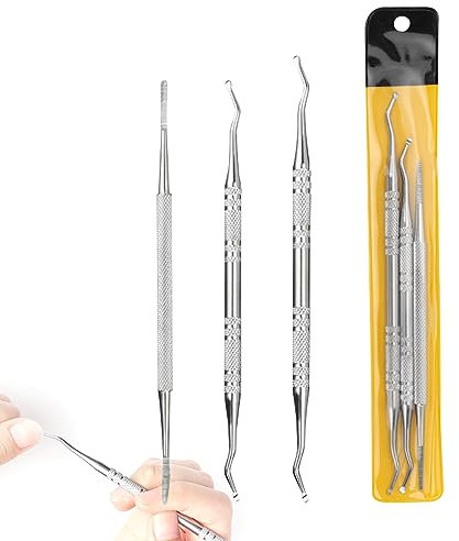 RTRTGS 3 Pezzi Set di Unghie Incarnite,Strumenti per Manicure e Pedicure,Nail Lifter e Lima per Unghie,Pedicure Utensile Rimuovi Cuticole, Lifter in Acciaio Inox