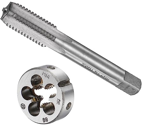 CoCud Gewindeschneiden und Gewinde M14 x 2 Gewinde Links Hand Metrisch Schnellarbeitsstahl Maschinenschraube und Rund Matrize Kit - (für Gewindeschneiden Reparieren) 1Set