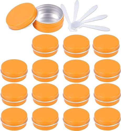 Leere Gläser mit Deckel, Kosmetikdose, B0CL9KV58748, PC, 10 ml, blau, leere runde Aluminiumdosen mit Schraubdeckel, Aufbewahrungsgläser, Kosmetikbehälter, Töpfe mit 6 Spateln (Farbe: Gold, Größe: 15 m