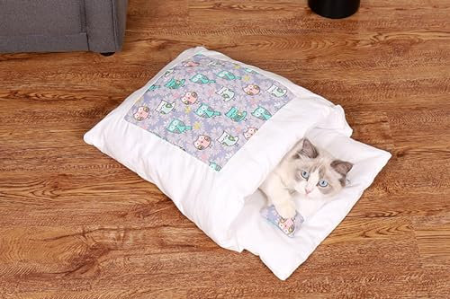 orthopädischer katzenschlafsack kuschelhöhle Hund katzenbett abnehmbare katzenmatte waschbare sicherheitsgefühl-tierbett katzenmatte Schlafsack für Katzen katzenhöhle XXL kuschelhöhle Hund (G, L)