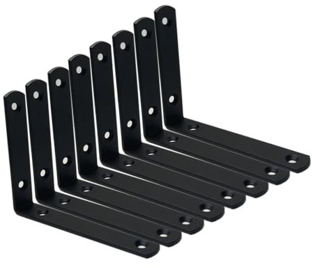 Mardili 8 Pcs Shelf Bracket,5 Inch Black Floating Shelf Bracket Heavy Duty Meta Walll L Bracket for Floating Shelf Bracket - Wall Mounted Support for DIY with Screws
