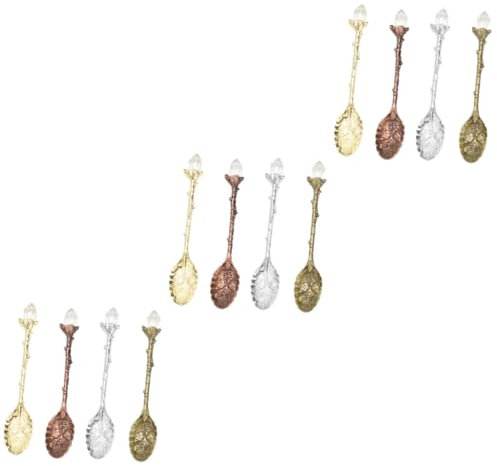 IMIKEYA 3sets Retro Carved Stainless Steel Dessert Spoons Set Ice Cream Serving Spoons Bar Cafe 4pcs*3