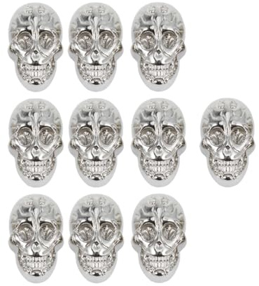 HOODANCOS Punk Skull Rivet Accessories 10Pcs DIY Ghost Head Studs for Shoes Bags Belts Leather Garment Decoration Craft 1 Inch Silver Metal Studs