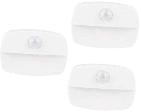 Mikikit 3 Stk LED-Nachtlicht Lichter ankleben Sensorlicht LED-Stufenlicht Kabellose Garderobenlampe Schrank Lichtleiste menschlicher Sensor Kleiderschrank licht Schritt Licht Abs Weiß