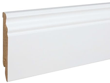Sockelleiste Berliner Profil Hamburger Leiste 16 x 80 x 2500 mm MDF-Kern foliert Weiß zum Kleben, Klicken, Schrauben & Nageln Fußleiste Klassisch by PROVISTON 62.5 Meter | 25 Stück