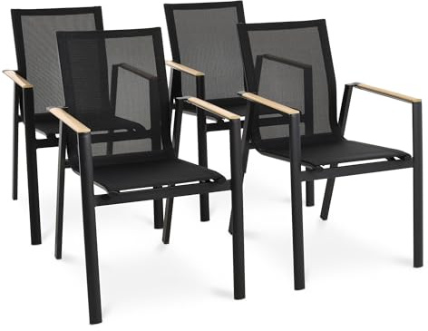 di volio Buti Gartenstuhl Aluminium Textilene Balkon Terrasse Outdoor Relax