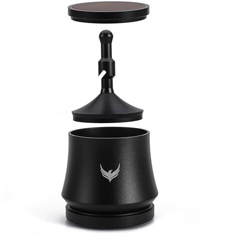 KNODOS Magnetic Blind Shaker with Walnut Lid | Premium Anodized Aluminum Espresso Shaker for 54mm and 51mm Portafilters | Dosing Cup for Coffee Grounds Distribution