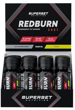 Superset Nutrition - Redburn Shot (12x60ml) - Quemadores de grasa - Adecuado para un programa de control de peso - Limón