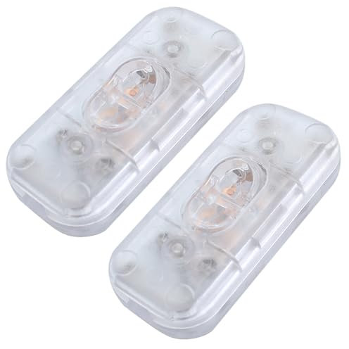 Lot de 2 interrupteurs à cordon 2 pôles, interrupteur intermédiaire, câble, 6 A 250 V, pour câbles d'alimentation 2 à 3 fils, pour lampes, petits appareils (transparent)