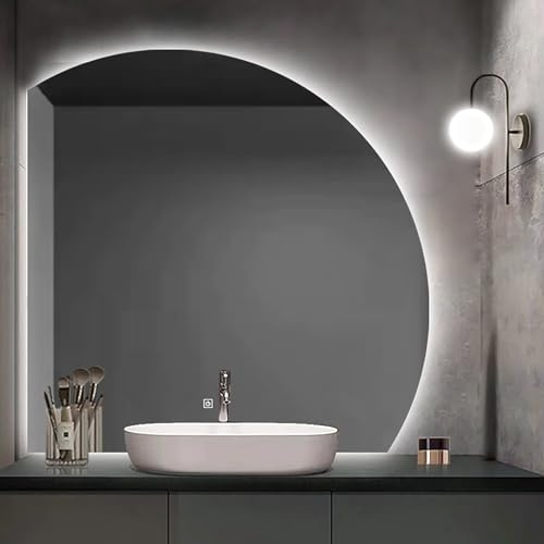JSLJDM Specchio led bagno, Specchio bagno con luce, Specchio Da Bagno A Semicerchio Con Taglio Sinistro/destro,specchio semicerchio con led,Antideflagrante