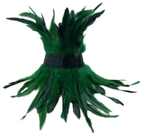 Whakano Feder Halsband Kragen,Natürliches Feather Schal,Punk Federboa Choker Kragen,Gothic Federkragen,Halloween Schal Cape,Halloween-Kostüm,Feder Halsband Damen Choker Kragen Wrap,Grün A