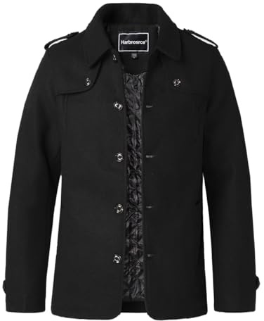 Harbrosrce Cappotto da Uomo Giacche di Lana Elegante Trincea Cappotto Invernale Lavoro Corto Business Trench Coat Imbottito e Foderato Calda Giacca