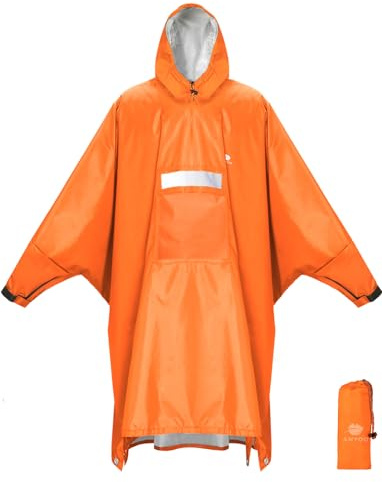 ANYOO Poncho de pluie léger et imperméable avec manches ventilées - Manteau de pluie polyvalent avec capuche - Couverture de protection - Bâche d'abri pour l'extérieur, le camping, la randonnée, la