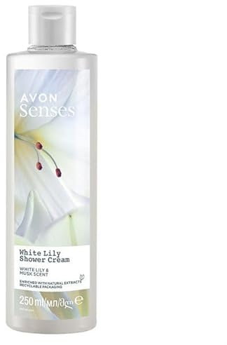 Avon Senses White Lily - Crema de ducha (500 ml), diseño de lirio blanco y almizcle