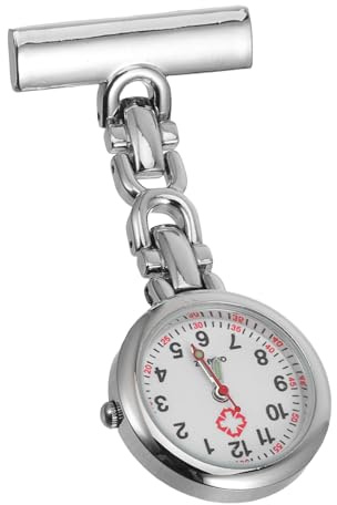 SOIMISS Schwesternuhr mit Pin Clip, Medizinische Taschenuhr in Weiß | Zinklegierung, Schlicht Retro Design, für Klinikalltag und Krankenhaus