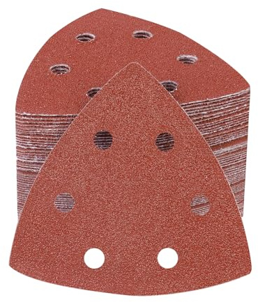 PMIQSA 70 Feuilles 40 Grain Delta-Triangles Ponçage Papier Papier A Poncer | Abrasif Pour Ponceuse 93 x 93 x 93 mm Papier Ponceuse Triangulaire Disques Abrasifs pour Ponceuses