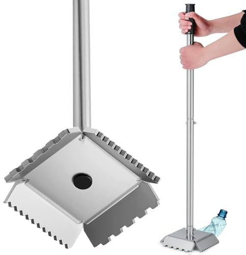 NEWTRY Trash Compactor, Heavy-Duty Metal Bin Booster with Gear-Driven Base Waste Recycling Hand Tool for Efficient Waste Compressing & Crushing– Fits 120L-240L Rolling Wheelie Bins