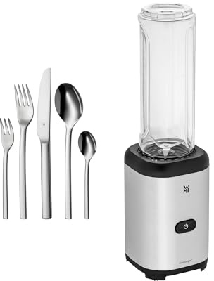 WMF Set 2-teilig Tavira Besteck Set 12 Personen, 60-teilig, Monobloc-Messer, Cromargan Edelstahl poliert und Kult X Mix & Go Mini Smoothie Maker, 300 Watt, Tritan-Kunststoff Flasche