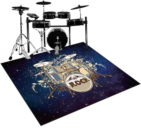 Qesjodfu Drum Rug Drum Mat Non-Slip Soundproof Carpet Professional Drum Carpet Non-Slip Rugs Drum Carpets for Drummers Outdoor Electronic Drum Set Practice Music Rug Drumming Drum Rugs 120 x 100 cm