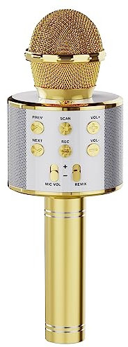 voijump Microphone karaoké, Microphone Bluetooth KTV, Machine à karaoké pour Enfants, KTV Familial, pour Le Chant de fête, Cadeau d'anniversaire (Or)