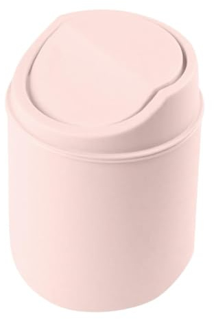 Tischmülleimer Kunstoff Mülleimer Mini Desktop Tisch Kosmetikeimer mit Schwing Deckel Papierkorb Süße Aufbewahrungsbox Tischabfalleimer für Familie Wohnzimmer Schlafzimmer Badezimmer Büro (Rosa)