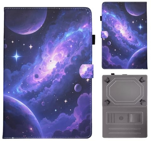Bemoloon PU Tab Hülle Kompatibel mit Universal 10-11 Mit lebendigen Farben & Mustern, Ständer, Kratzfest Schutzhülle für DOOGEE Blackview Tablet 10, Universum