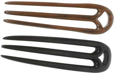 Ipetboom 2piezas Horquilla de Sándalo Vintage de Madera Forma Horquillas Francesas de Puntas para Peinados Recogidos Accesorios Cabello de Mujer y Niña