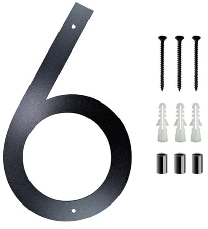 Numéros maison flottants 10/12 pouces en métal moderne en acier inoxydable, numéro porte noir avec vis, panneau d'adresse pour boîte aux lettres, décor mural pour appartement, jardin, café(6,12In)