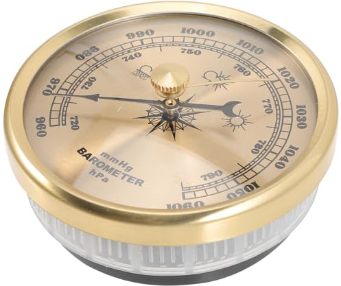 Milisten Dial Type Aneroid Barometer, Multifunctional Barometer with Thermometer Hygrometer, Adjustable Wall-Mounted Weather Gauge for Home Use, Metal and Plastic, Multi-Colour