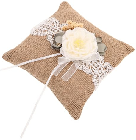 COLLBATH Vintage Ringkissen aus Jute mit Spitze Rustikales Brautkissen für Hochzeiten Verlobungen und Hochzeitsfotografie Einzigartiges Accessoire für Ringträger und Besondere