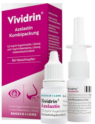 Vividrin Azelastin Augentropfen und Nasenspray Allergie Kombipackung | Schnelle Wirkung bei Pollenallergie - Effektiver Schutz bei Heuschnupfen - für Erwachsene & Kinder