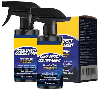 Car Quick-Acting Coating Agent Spray, 120ml Rapid Ceramic Coating Spray - 3 in 1 High Protection, Long-Lasting Gloss & Hydrophobic Shield for Cars, Motorcycles, RV (2 Pcs)