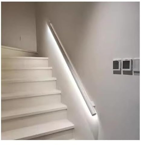 Corrimano a parete a LED, ringhiera di sicurezza per interni ed esterni, colore bianco, con luce 1 m, impugnatura per un maggiore supporto