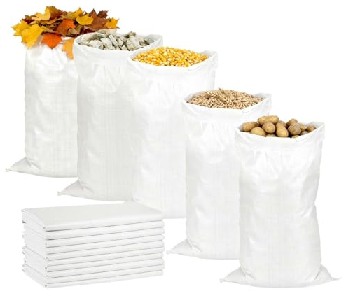 10 piècesSacsen tissu PP, 65 * 105cm,Lot desacsen tissu PP,Sacsà céréales,Sacsà débris,Sacsde sable blancs pour le stockage, pour le transport de céréales, de légumes et de produits divers