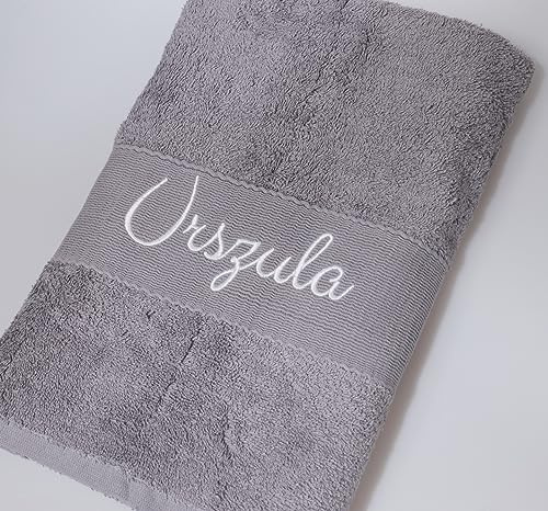 BotoHome Personalisiertes Saunatuch 100x150 cm Grau – 100% Baumwolle, 500 g/m² Premiumqualität, mit Name Bestickt, Oeko-TEX Standard 100, weich & saugfähig (Grau, 100 x 150 cm)