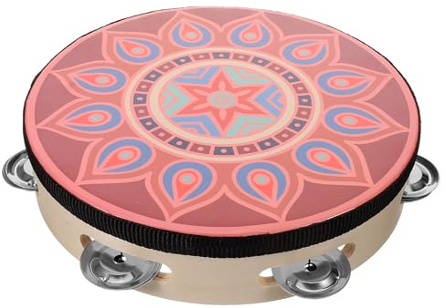 Handtamburin 8 Zoll Einreihig für Musik und Tanzbegeisterte | Edelstahl und Holz, Rundes Format mit Einzigartigem Design, Leicht und Angenehm in Hand