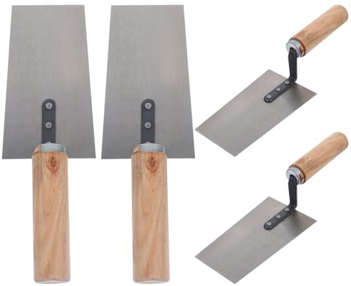 OATIPHO Set 4 Pezzi Cazzuola per Stucco in Acciaio Inox Spatola da Muratore Antiruggine Raschietto per Intonaco Leggero e Durevole Attrezzi per Finitura e Decorazione in Muratura