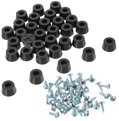 SEWCHICS 60 Pcs Rubber Furniture Leg Pads and Chair Foot Pads with Screws Anti-Skid Table and Cabinet Feet Protectors for Hardwood Floors 15x12x8mm Set for Home Use